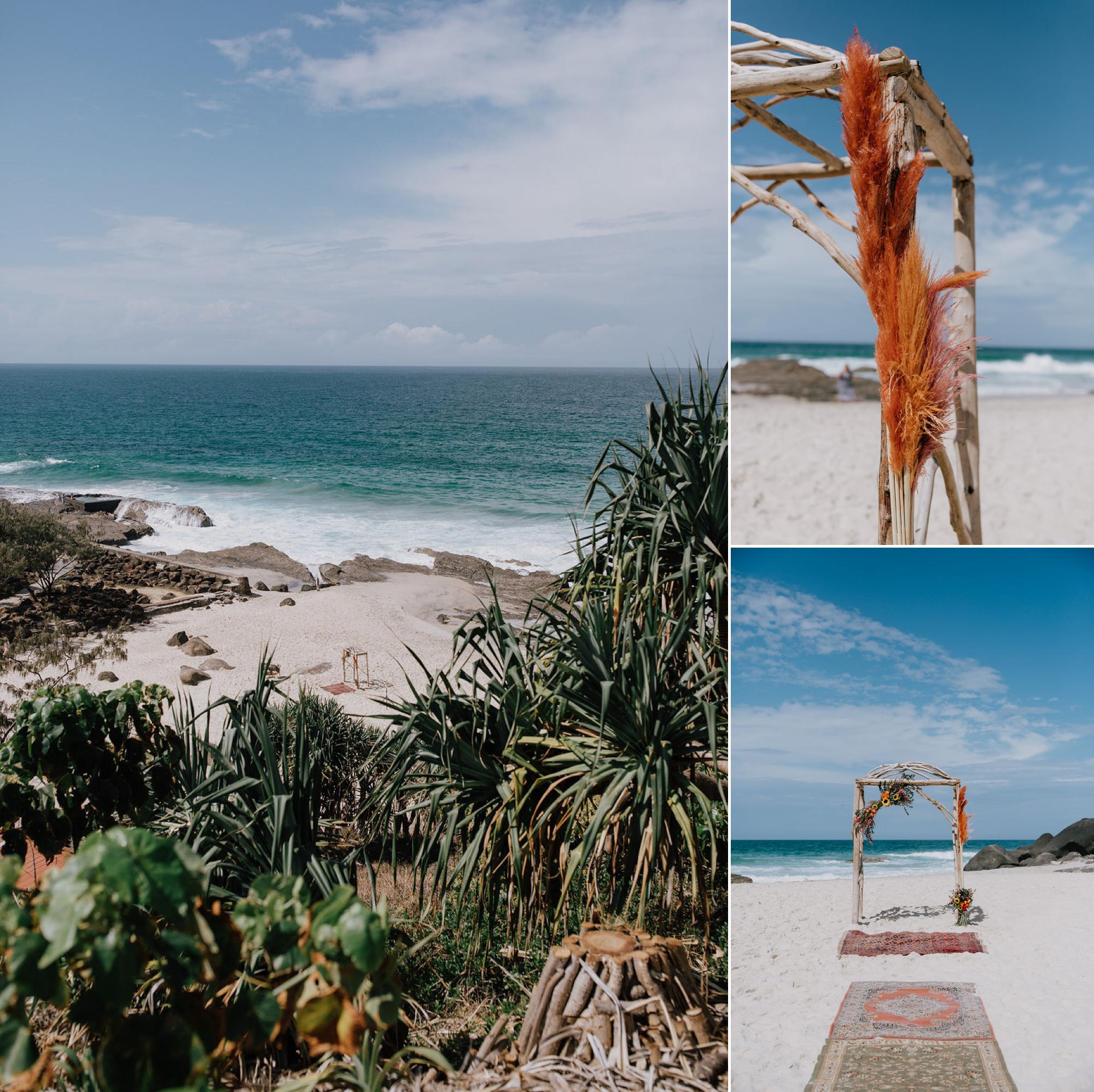 Beach wedding ceremony boho style